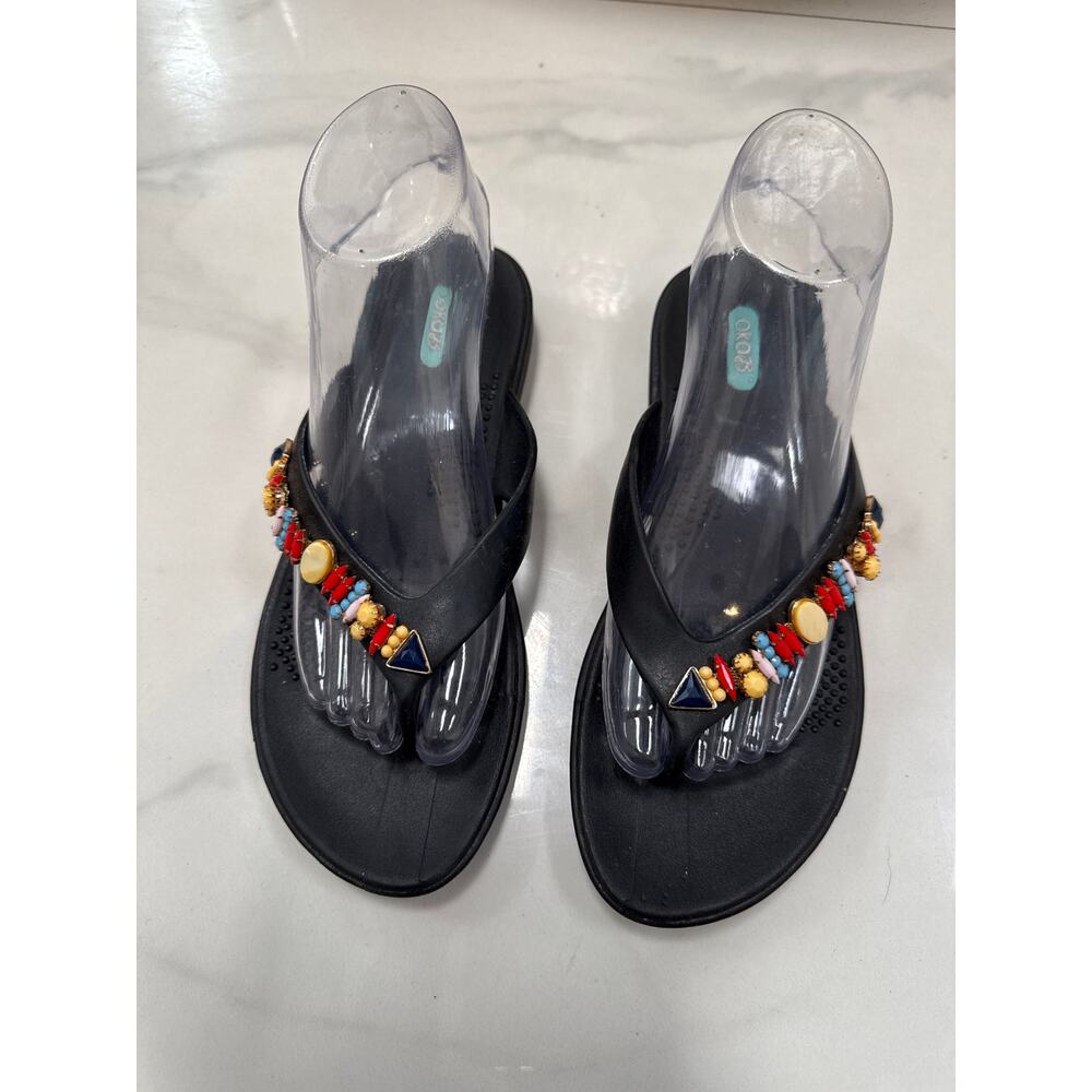 OkaB Women's Black  Summer Flip Flop Sandals Made in USA Size ML